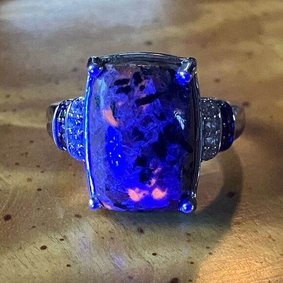 Natural Yooperlite Red Garnet Sterling Silver Ring Size 6 - Picture 2 of 9